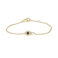 10K Yellow Gold Blue Sapphire and Diamond Accent Station Link Bracelet