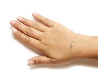 10K Yellow Gold Blue Sapphire and Diamond Accent Station Link Bracelet