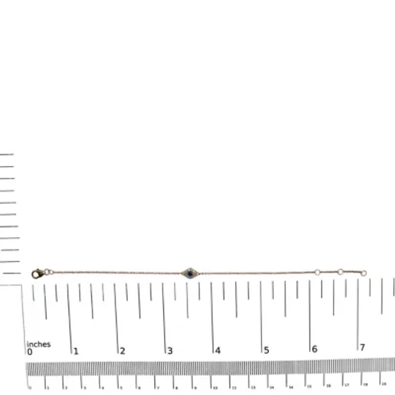 10K Yellow Gold Blue Sapphire and Diamond Accent Station Link Bracelet