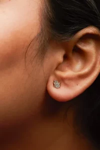 10K Yellow Gold Diamond Accented Hamsa Stud Earrings