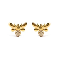 10K Yellow Gold Diamond Accented Bumble Bee Stud Earring