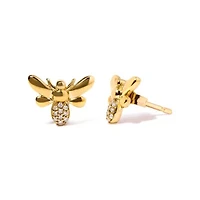 10K Yellow Gold Diamond Accented Bumble Bee Stud Earring