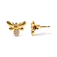 10K Yellow Gold Diamond Accented Bumble Bee Stud Earring