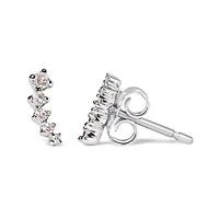 10K White Gold 1/10 Ct Diamond Journey Style Climber Stud Earrings
