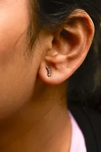 10K White Gold 1/10 Ct Diamond Journey Style Climber Stud Earrings