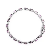 Lab Created Silver 8 1/2 Cttw Oval Shaped Purple Amethyst Link Bracelet - 7" Inches
