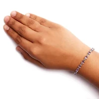 Lab Created Silver 8 1/2 Cttw Oval Shaped Purple Amethyst Link Bracelet - 7" Inches