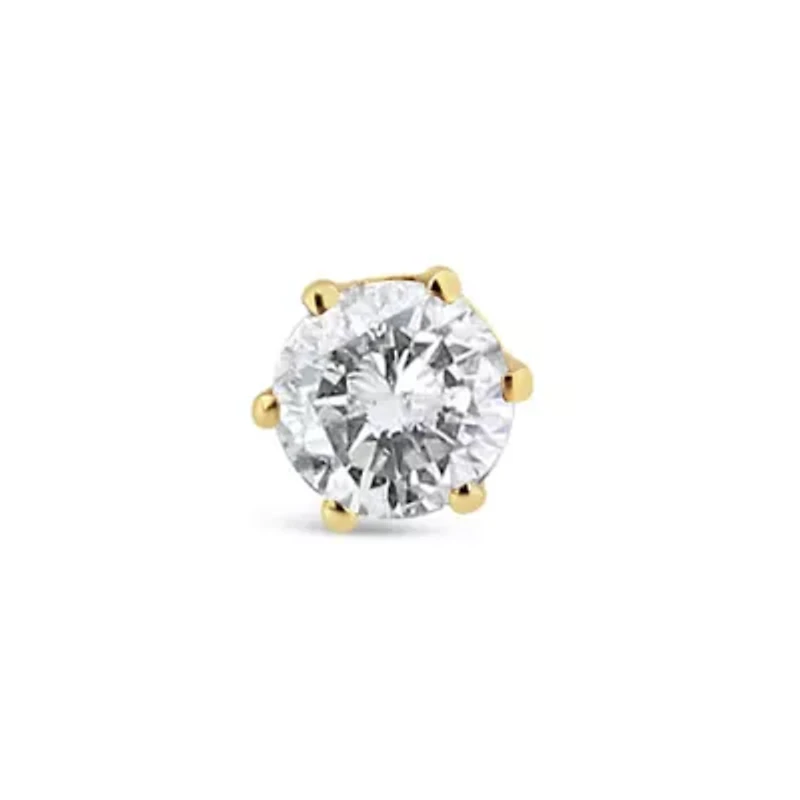 14K Yellow Gold Diamond Solitaire Stud Earring
