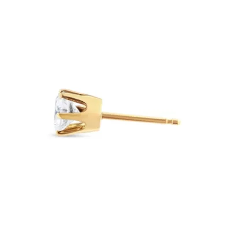 14K Yellow Gold Diamond Solitaire Stud Earring