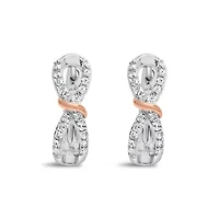 10K White and Rose Gold 1/3 Ct Diamond Infinite and Ribbon Hoop Earrings