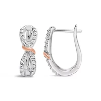 10K White and Rose Gold 1/3 Ct Diamond Infinite and Ribbon Hoop Earrings