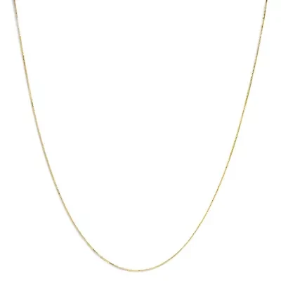 Solid 14K Yellow Gold 0.75mm Classic Box Chain Necklace