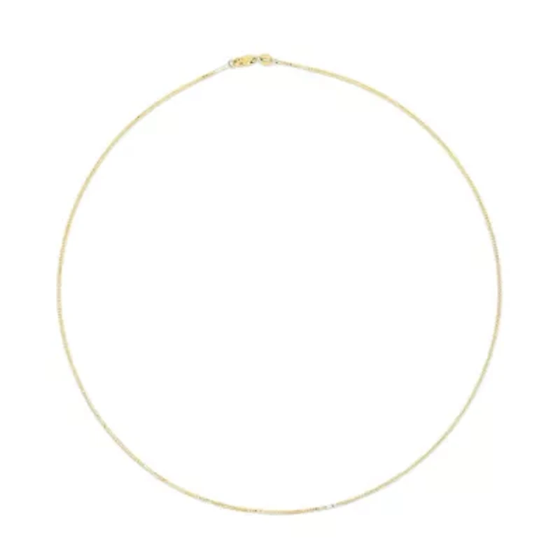 Solid 14K Yellow Gold 0.75mm Classic Box Chain Necklace
