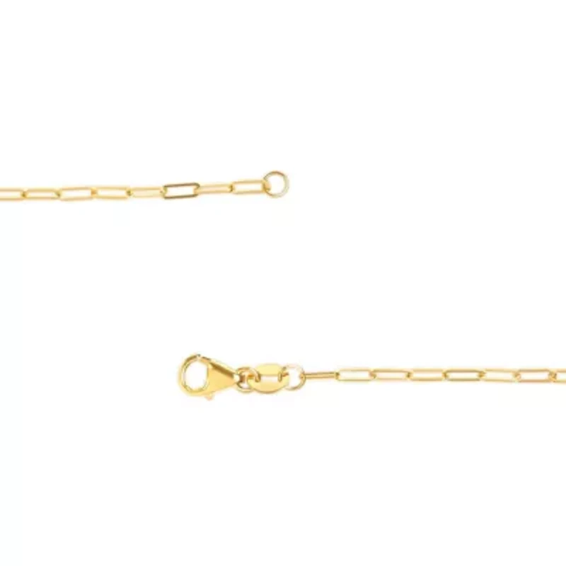 Unisex Solid 14K Gold 1.5mm Paperclip Chain Necklace