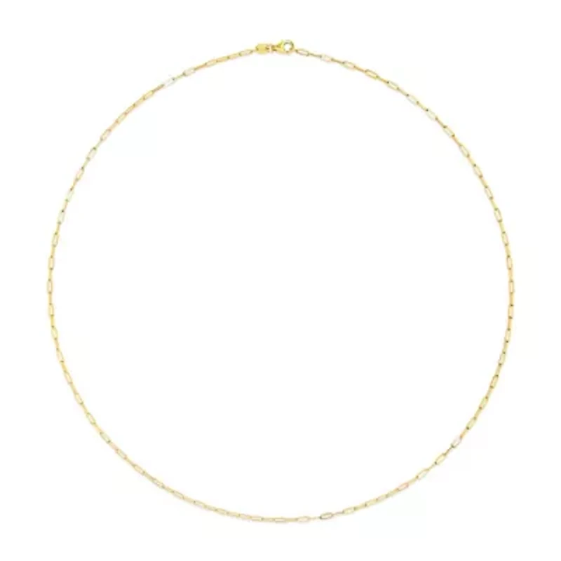 Unisex Solid 14K Gold 1.5mm Paperclip Chain Necklace