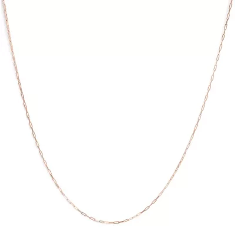 Unisex Solid 14K Rose Gold 1.5mm Paperclip Chain Necklace - 18 Inches