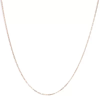 Unisex Solid 14K Rose Gold 1.5mm Paperclip Chain Necklace - 18 Inches