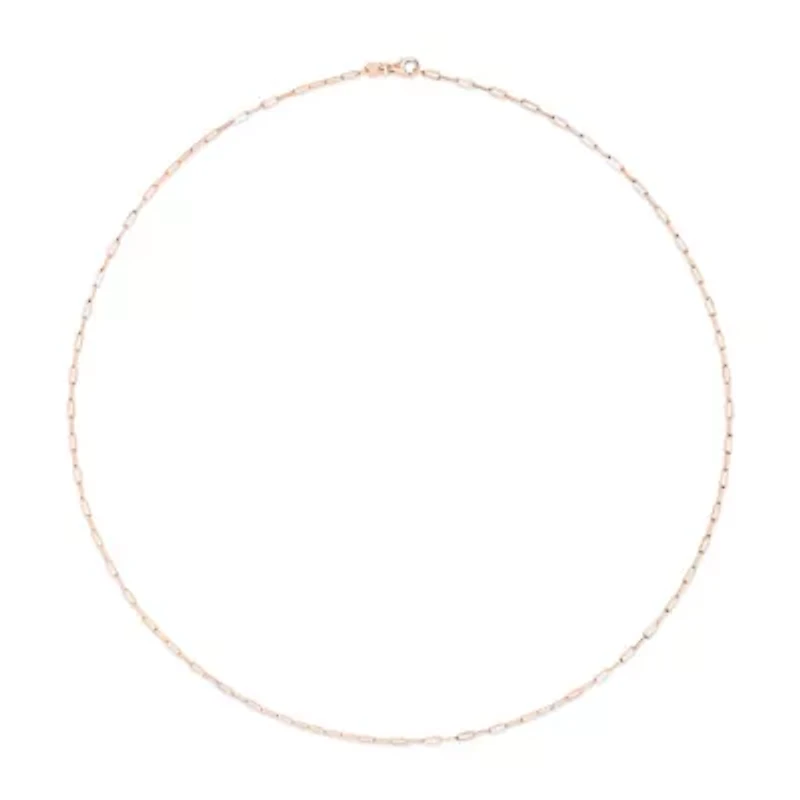 Unisex Solid 14K Rose Gold 1.5mm Paperclip Chain Necklace - 18 Inches