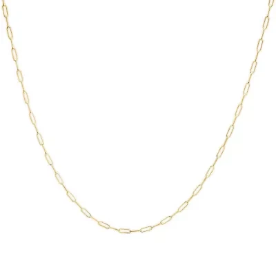 Solid 14K Gold 2.5mm Paperclip Chain Necklace Unisex 18" Inches