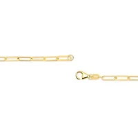 Solid 14K Gold 2.5mm Paperclip Chain Necklace Unisex 18" Inches