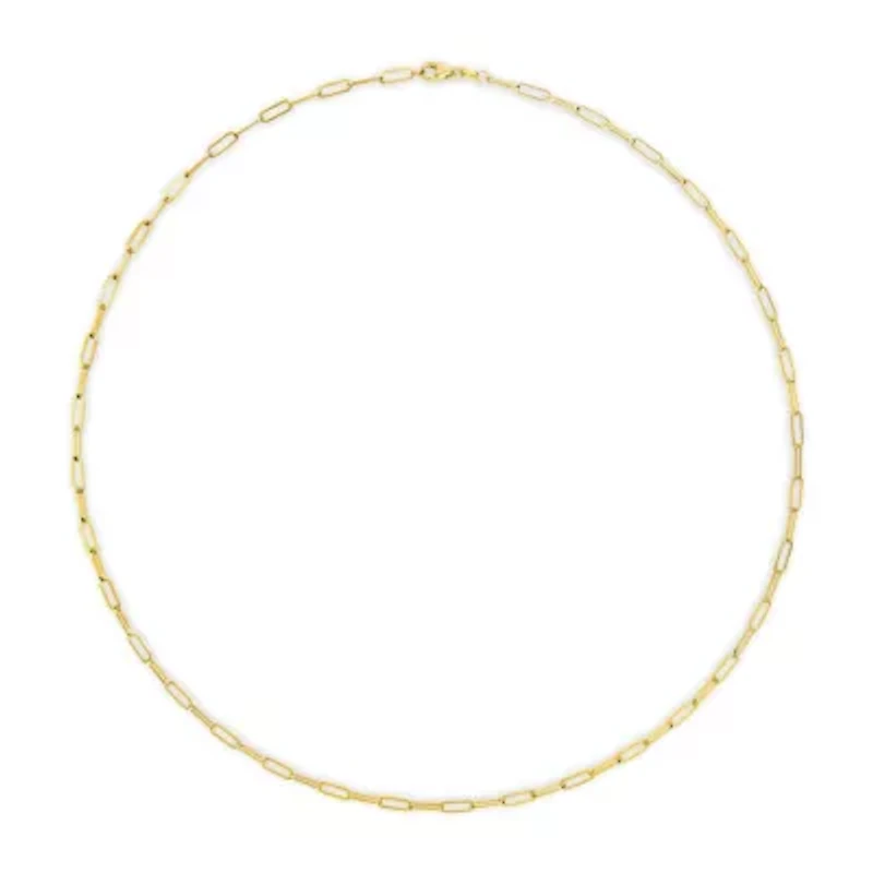 Solid 14K Yellow Gold 2.5mm Paperclip Chain Necklace Unisex 18" Inches