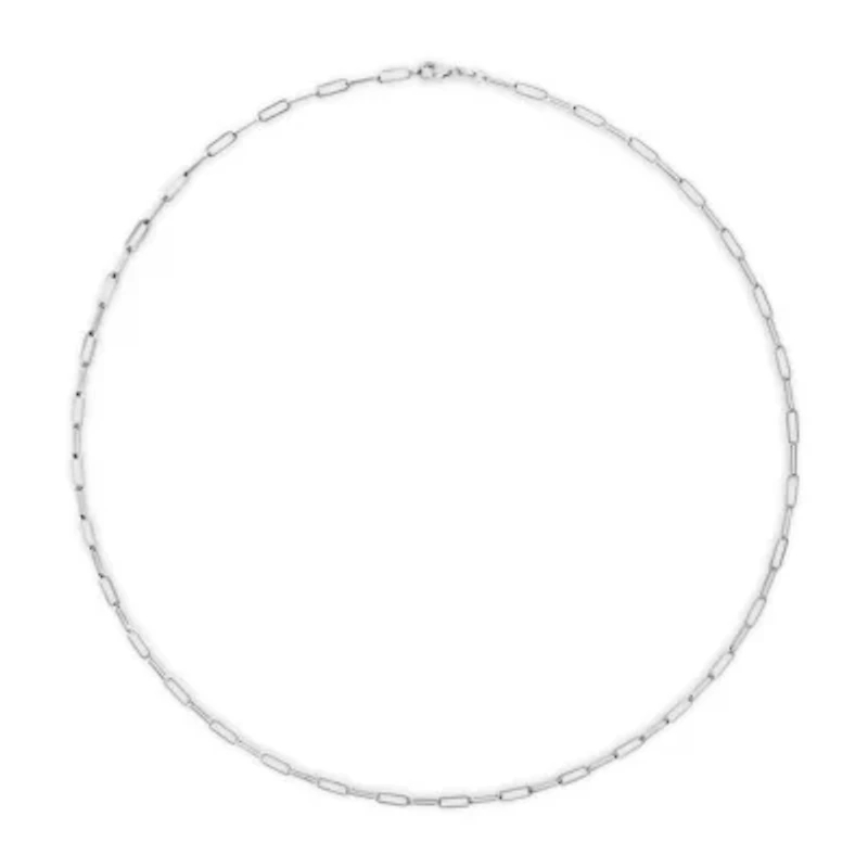 Solid 14K White Gold 2.5mm Paperclip Chain Necklace Unisex 18" Inches