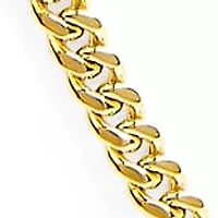 Semi-Solid 14K Yellow Gold Miami Cuban Chain Necklace - Unisex Chain