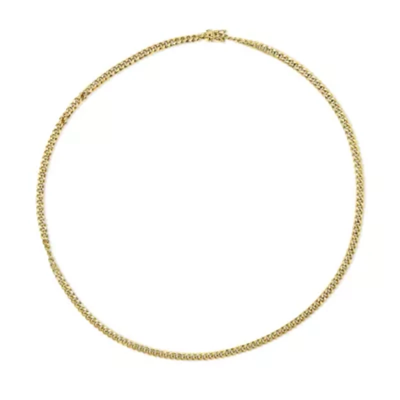 Semi-Solid 14K Yellow Gold Miami Cuban Chain Necklace - Unisex Chain
