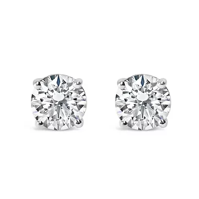 AGS Certified 14K White Gold 1.0 Cttw Diamond Stud Earrings