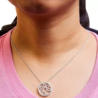.925 Sterling Silver 1/10 Cttw Diamond Tree of Life Pendant Necklace
