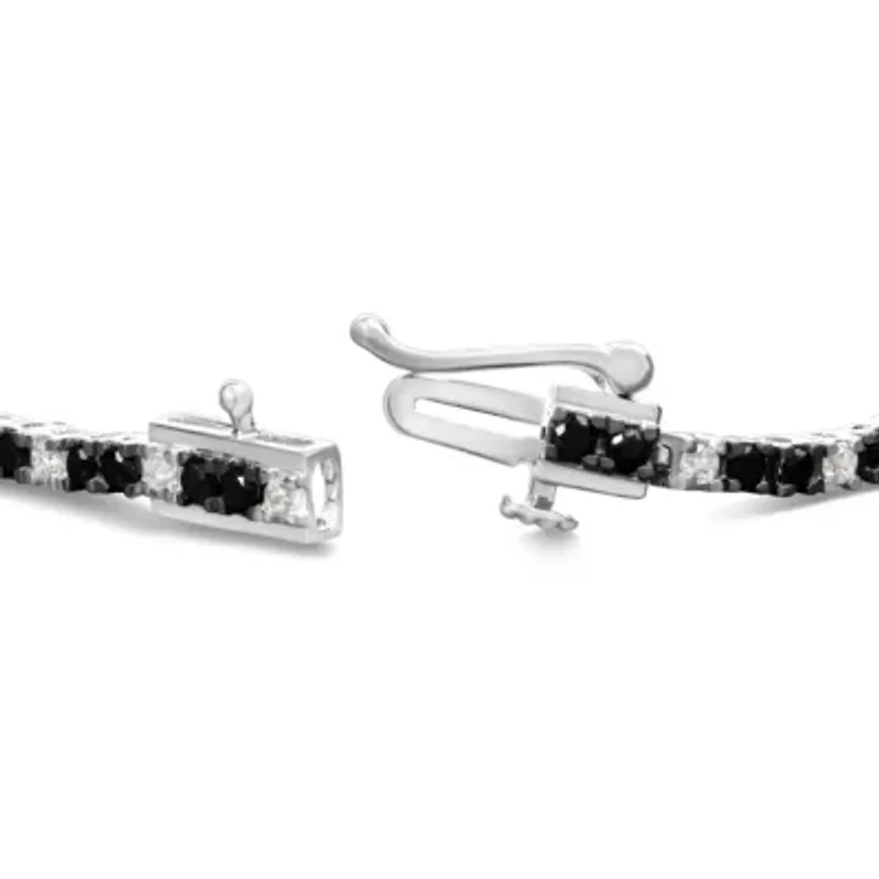 Silver 2.0 Cttw Black and White Diamond Tennis Bracelet - 7" Inches