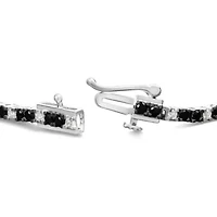 Silver 2.0 Cttw Black and White Diamond Tennis Bracelet - 7" Inches