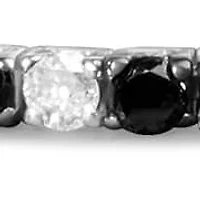 Silver Black and White Diamond Tennis Bracelet - 7.25" Inches