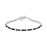 Silver Black and White Diamond Tennis Bracelet - 7.25" Inches