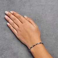 Silver Black and White Diamond Tennis Bracelet - 7.25" Inches