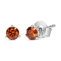 Lab Created 14K White Gold 1/2 Ct Lab-Grown Orange Diamond 3-Prong Martini Stud Earrings