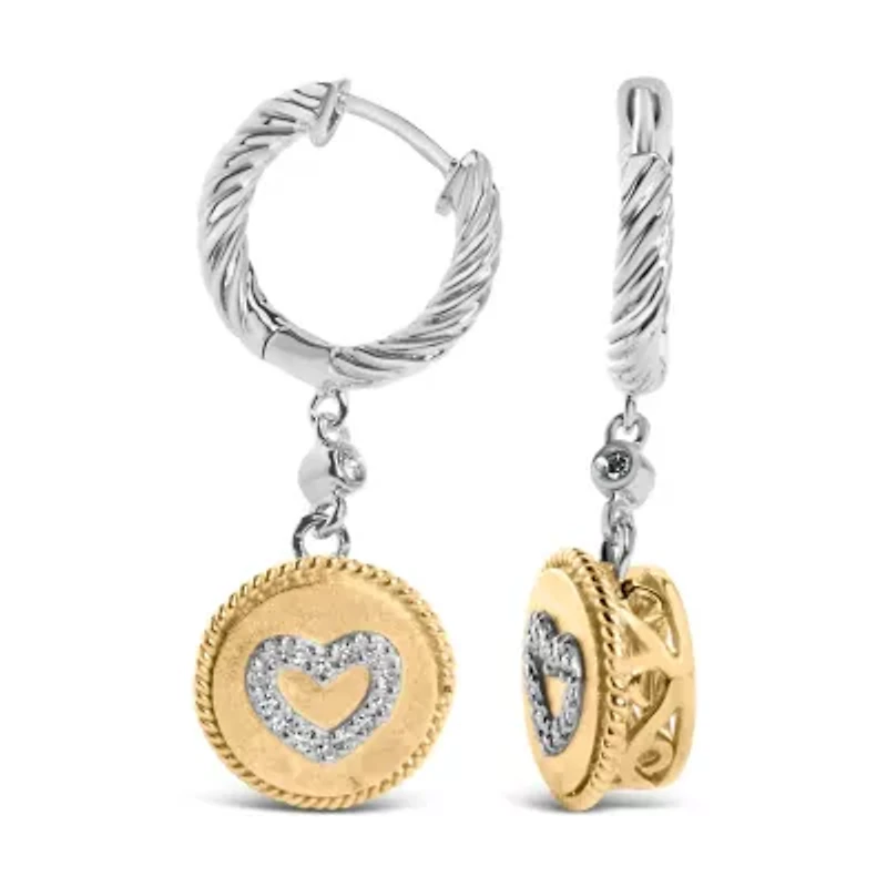 18K Gold Over Silver 1/8 Cttw Diamond Drop and Dangle Earring