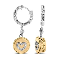 18K Gold Over Silver 1/8 Cttw Diamond Drop and Dangle Earring