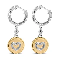 18K Gold Over Silver 1/8 Cttw Diamond Drop and Dangle Earring