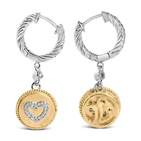 18K Gold Over Silver 1/8 Cttw Diamond Drop and Dangle Earring