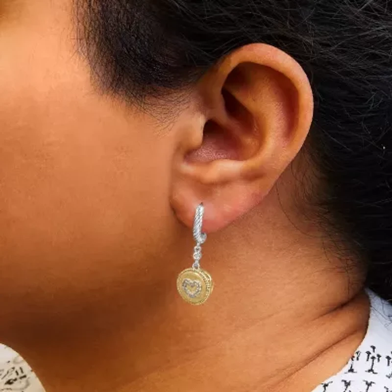 18K Gold Over Silver 1/8 Cttw Diamond Drop and Dangle Earring
