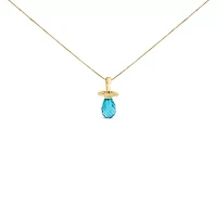 14K Yellow Gold and Blue Quartz Pacifier Pendant Necklace
