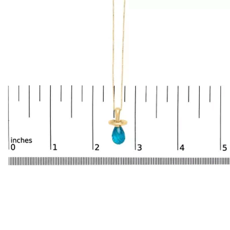 14K Yellow Gold and Blue Quartz Pacifier Pendant Necklace