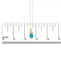 14K Yellow Gold and Blue Quartz Pacifier Pendant Necklace
