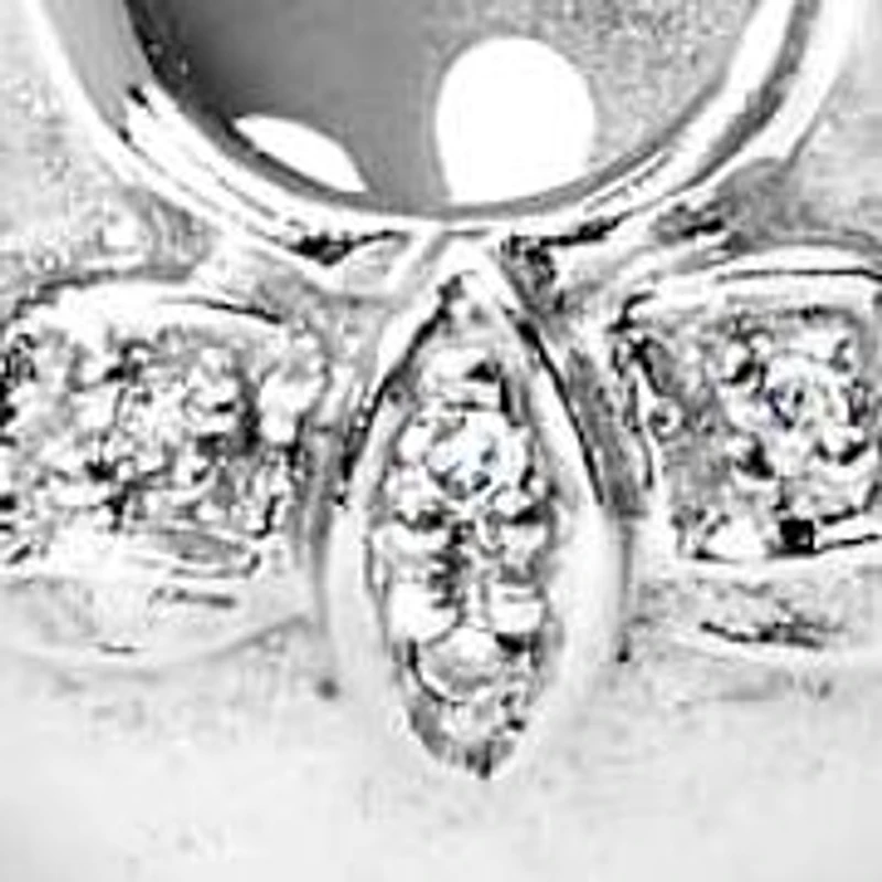 14K White Gold Diamond Accent Baby Shoe with Bow Pendant Necklace