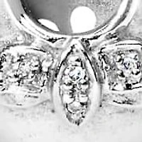 14K White Gold Diamond Accent Baby Shoe with Bow Pendant Necklace