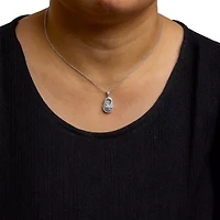 14K White Gold Diamond Accent Baby Shoe with Bow Pendant Necklace