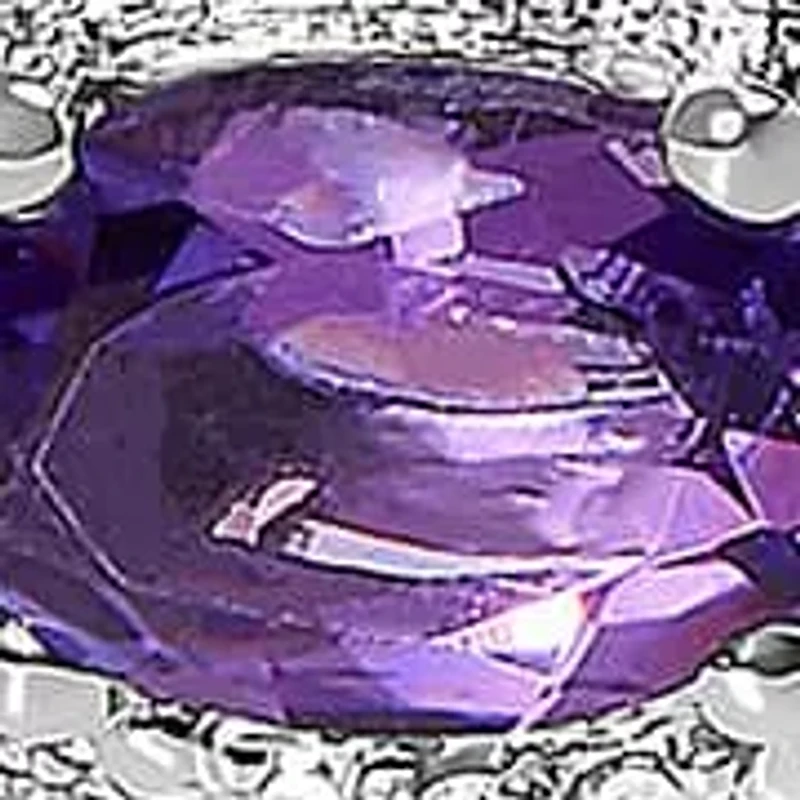 Sterling Silver 5x7 MM Oval Purple Amethyst & Diamond Halo Link Bracelet