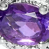 Sterling Silver Oval Purple Amethyst and Diamond Interlocking Halo Link Bracelet