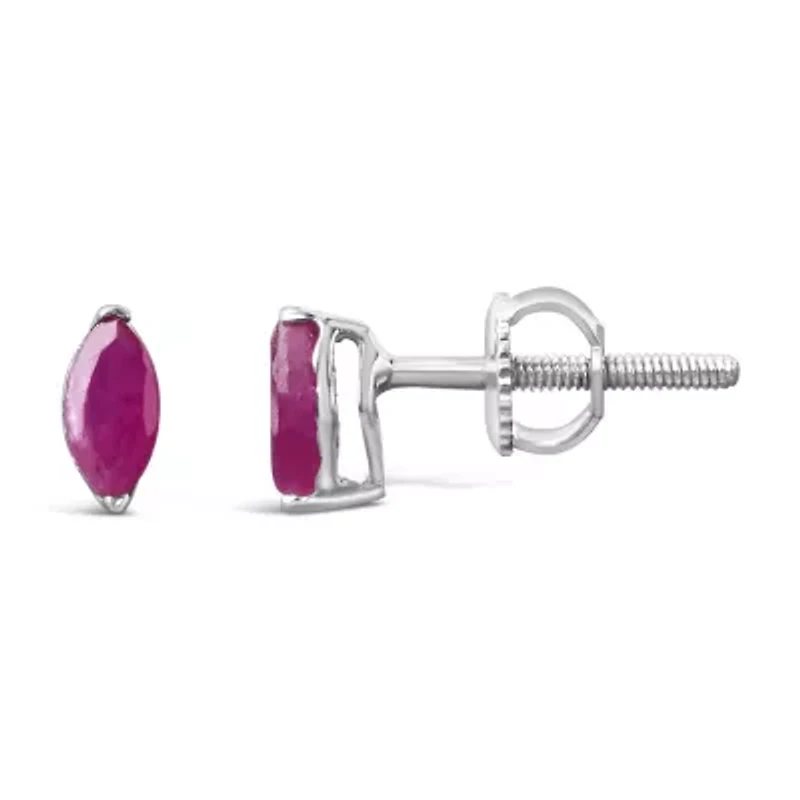 Silver 1/2 Ct Created Pink Ruby Gemstone Solitaire Stud Earrings